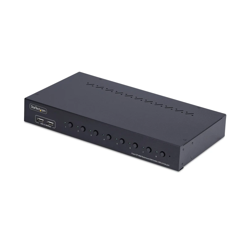 Image of StarTech.com StarTech.com 8-Port DisplayPort KVM Switch with 1U Rack Mount Kit, 4K 60Hz DP 1.2, Push-Button & Hotkey Switching, 4-Port USB Hub, OS Ind