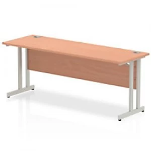 Image of Impulse 1800/600 Rectangle Silver Cantilever Leg Desk Beech