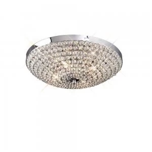 Image of Flush Ceiling 4 Light Polished Chrome, Crystal