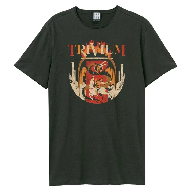 Image of Amplified Amplified Men Knights Vs Dragons Trivium T-Shirt in Charcoal Size: Small Charcoal S Male 5063470545056