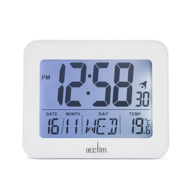 Image of Acctim Otto Superbrite Digital Bedside Alarm Clock in White White Unisex