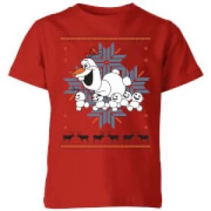 Image of Disney Frozen Olaf and Snowmen Kids Christmas T-Shirt - Red - 11-12 Years