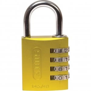 image of Abus 145 Series Aluminium Combination Padlock 40mm Yellow Standard