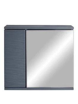 image of Lloyd Pascal Wave Mirrored Bathroom Wall Cabinet - Grey