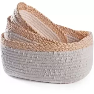 Image of White Rope Cotton Storage Baskets - Set of 3 M&W - White