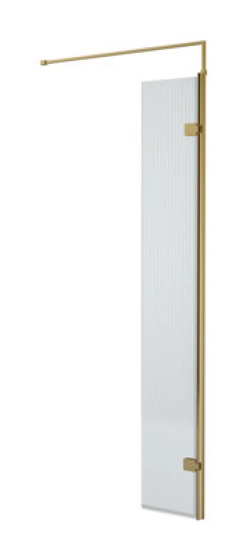 Image of NUIE Nuie - 300mm x 1850mm Fluted Wetroom Hinged Return Screen with Brushed Brass Fittings - WRFL18530BB WRFL18530BB