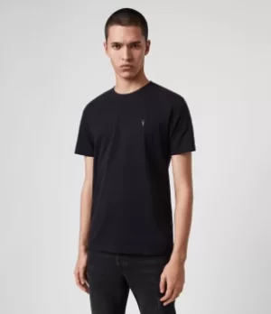 Image of AllSaints Mens Regular Fit Brace Tonic Short Sleeve Crew T-Shirt, Blue, Size: S