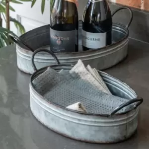 Image of Gallery Interiors Set of 2 Sauvage Galvanised Tray Grey