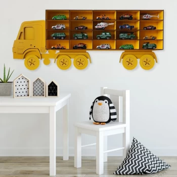 image of Kamyon - Yellow Yellow Decorative MDF Wall Shelf