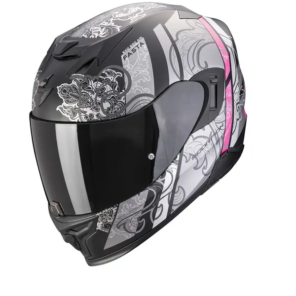 image of Scorpion Exo-520 Evo Air Fasta Matt Black-Silver-Pink Full Face Helmet Size L