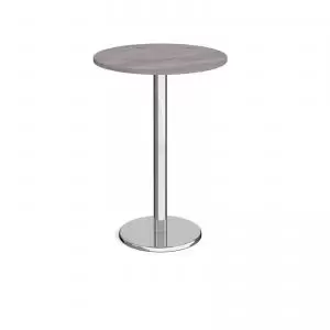 image of Pisa circular poseur table with round chrome base 800mm - grey oak