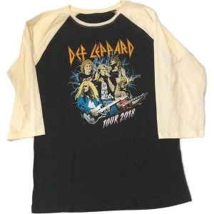Image of Def Leppard - 2018 Tour Photo Mens Large Raglan T-Shirt - Black