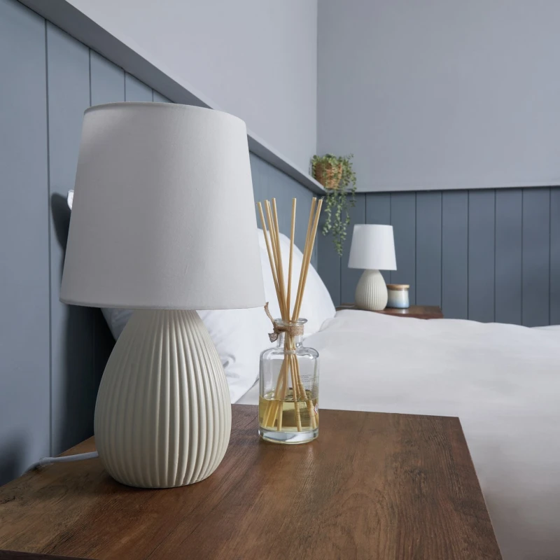 Image of BHS BHS Allium Ceramic Pair of Table Lamps - Cream