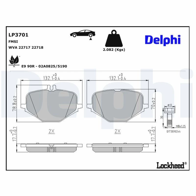 Image of DELPHI Brake pad set DELPHI LP3701