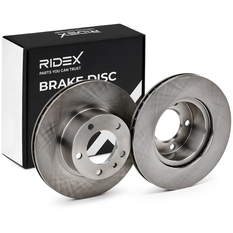 Image of RIDEX 82B1009 Brake disc Front Axle, Vented, Cast Iron, Uncoated, Untreated, without bolts/screws Cast Iron Brake Disc (82)
