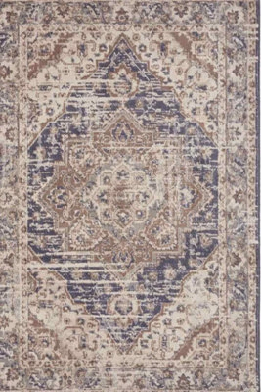 Image of THE RUGS Terrain Designer Shortpile Rug Durable Medallion Polypropylene Rug in Blue Size: 120cm x 170cm Blue Unisex 120cm x 170 cm