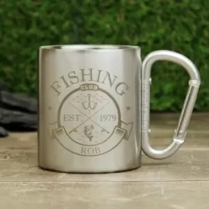 image of Personalised Fishing Club Stainless Steel Mug Silver