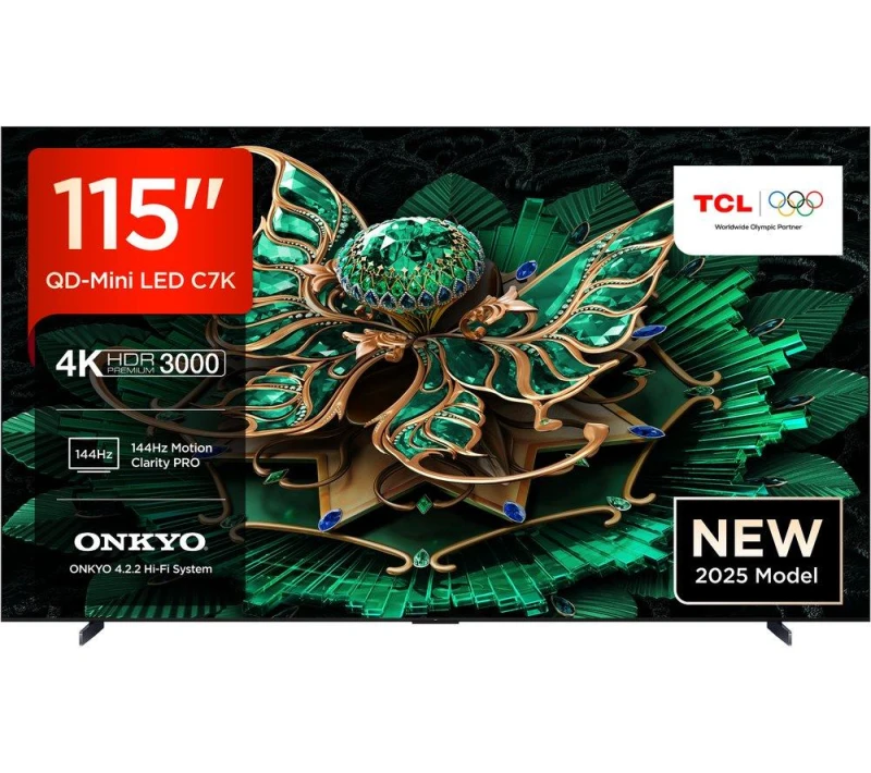 Image of TCL 115" 115C7K-UK Smart 4K Ultra HD HDR QD-Mini LED TV