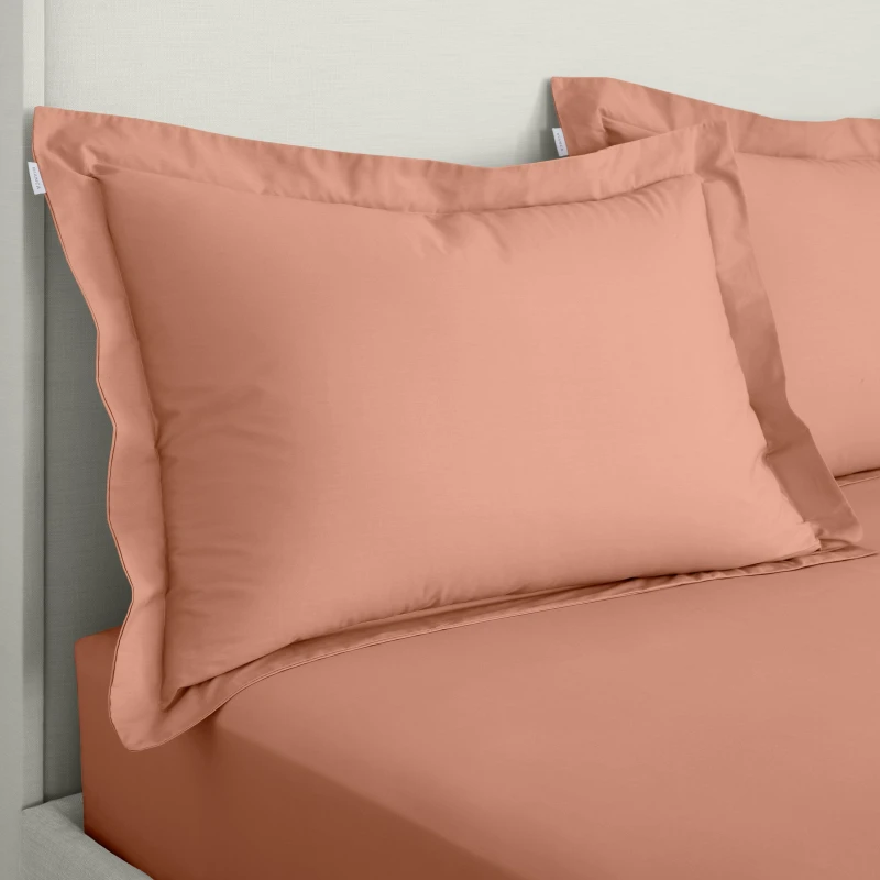 Image of Bianca '200 Thread Count Cotton Percale' Oxford Pillowcases Terracotta