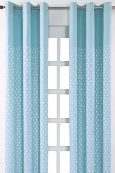 Image of Cotton Stars Blue Ready Made Eyelet Curtain Pair