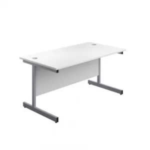 Image of 1200 X 600 Single Upright Rectangular Desk White-Silver
