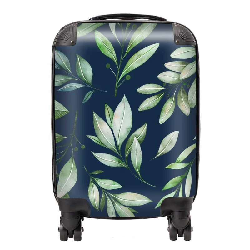 Image of Warren Reed - Designer Watercolor Leaves Suitcase in Green Size: Small Green Unisex Small