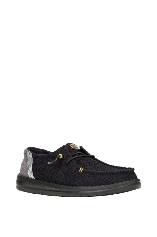 Image of Heydude Wendy Boho Crochet Shoe - Black Size 6, Women Black W5G0X Female 6