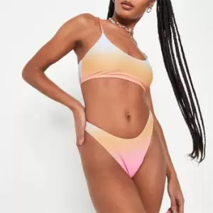 image of Missguided Ombre Scoop Neck Top and Bottoms Bikini Set - Multi