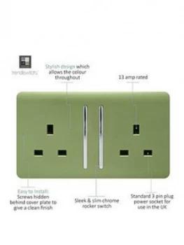 Image of Trendiswitch 2G 13A Switched Socket Dark Green
