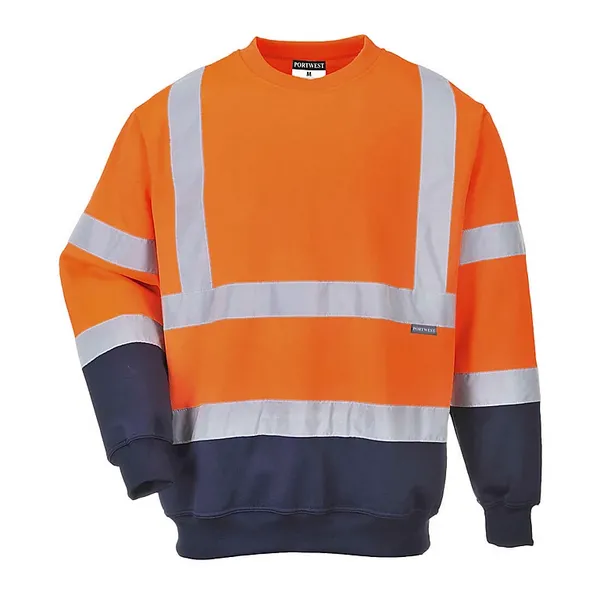 Image of Portwest Two Tone Class 3 Hi Vis Jumper B306ONRXL Colour: Orange / Navy