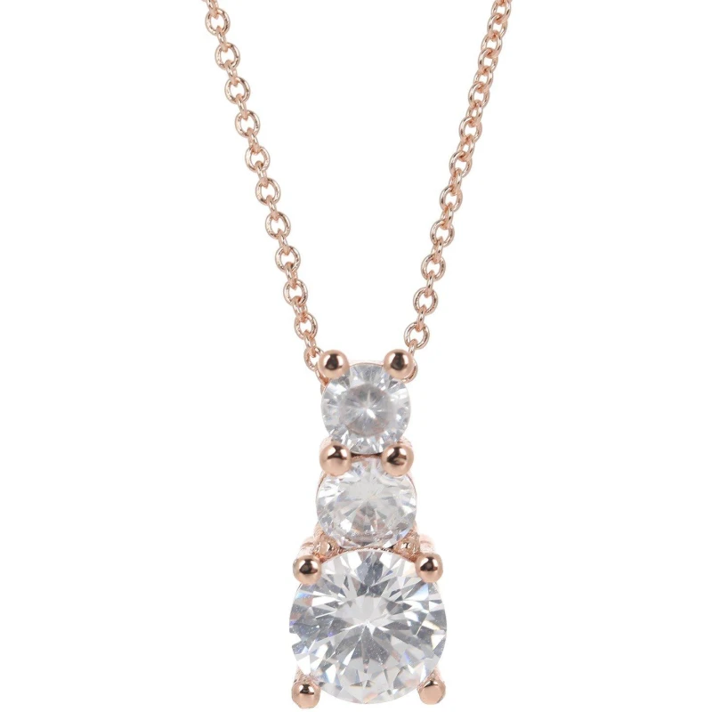Image of Espree Espree Fashion Rose Gold Triple CZ Pendant - Silver Silver One Size