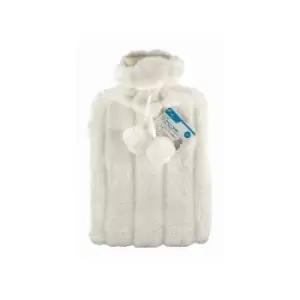 Image of Ashley 2L Hot Water Bottle With Plush Faux Fur Cover, Cream