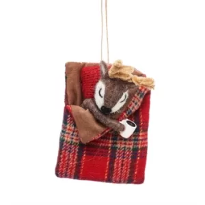 Image of Deer in Sleeping Bag Felt Decoration