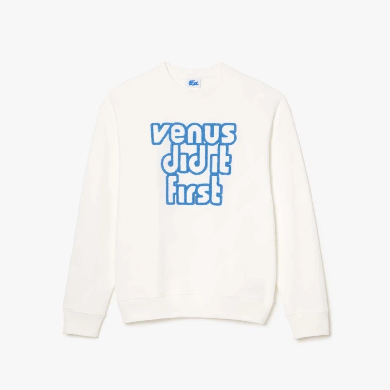 Image of Lacoste Oversize Fleece Sweatshirt - Cream Cream 8