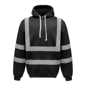 Image of Yoko Mens Hi Vis Reflective Hoodie (3XL) (Black)