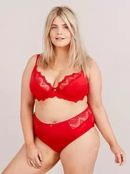 Image of Oola Fan Lace Half Padded Plunge Bra, Red, Size 38E, Women