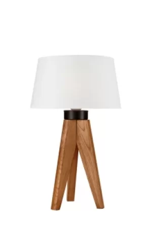 image of Aida Table Lamp With Fabric Shade Oak Rustic, 1x E27