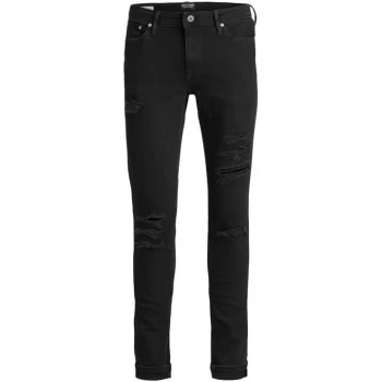 image of Jack and Jones Skinny Ripped Jeans - Black Denim