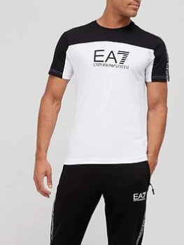 Image of Emporio Armani EA7 Colour Block Tape Detail T-Shirt White Size 2XL Men