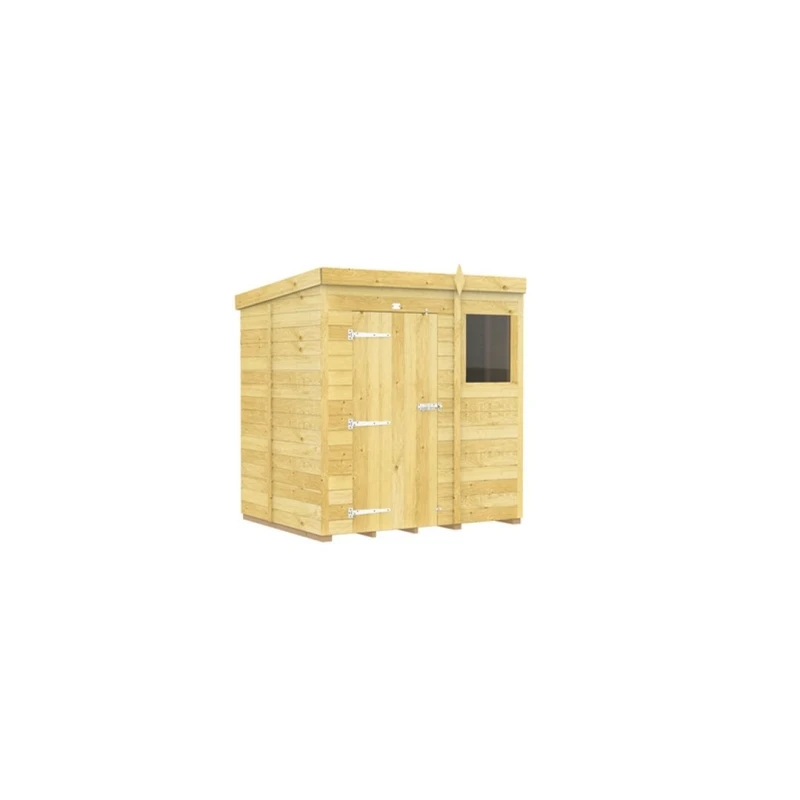 Image of Buttercup Farm 6 x 5 Feet Pent Shed - Single Door W/ Windows - L147 x W185 x H201cm in Brown Brown Unisex