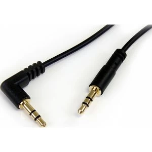 image of 6 ft Slim 3.5mm to Right Angle Stereo Audio Cable - M/M