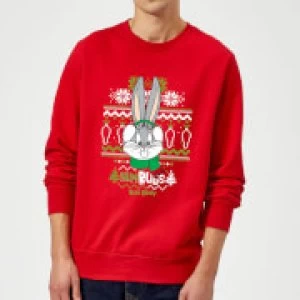 Image of Looney Tunes Bugs Bunny Knit Christmas Sweatshirt - Red - L