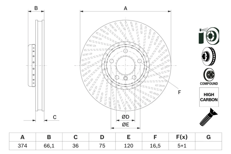 Image of Brake disc Bosch 0 986 479 E63