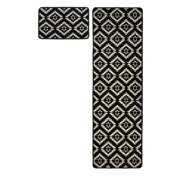 image of Homemaker Aztec Runner &#38; Doormat Black 57X180Cm &#38; 57X40Cm