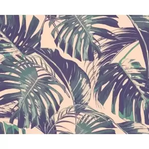 image of Origin Murals Palm Leaves Blush & Jade Wall Mural - 3.5m x 2.8m