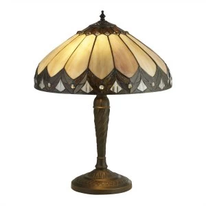 Image of 2 Light Tiffany Table Lamp Antique Bronze, Brown, Purple, E27