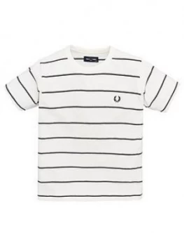 Image of Fred Perry Boys Stripe Short Sleeve T-Shirt - White, Size 2-3 Years