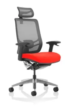 Image of Ergo Click Bespoke Fabric Seat Tabasco Orange Black Mesh Back with Headrest