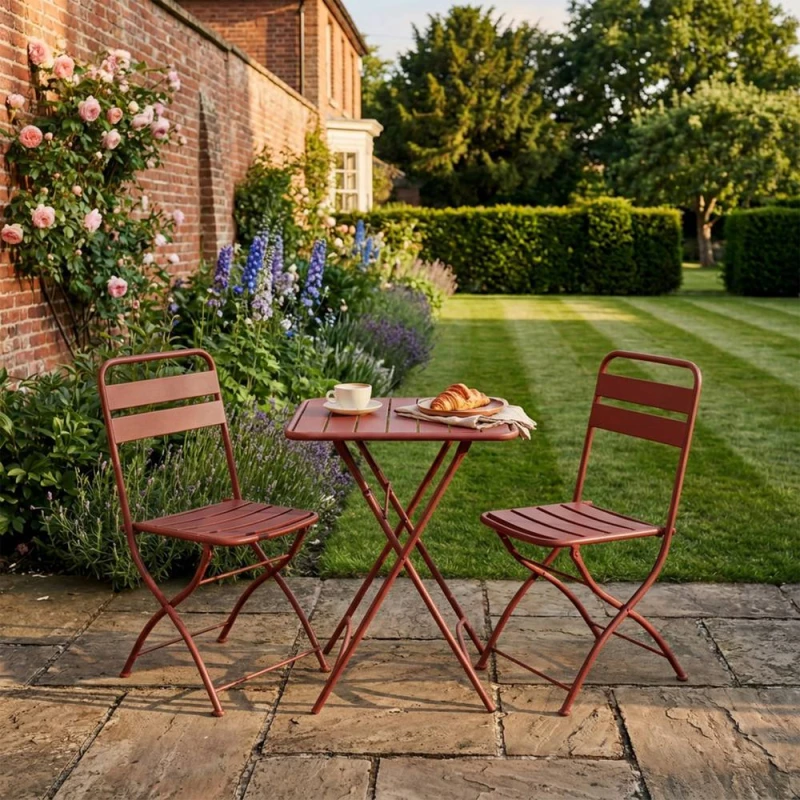 Image of Artemis Home Colourways Vibrant Folding Patio or Balcony Set in Terracotta Terracotta Unisex