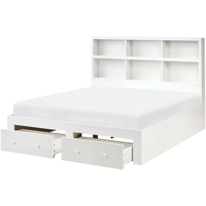 Image of Beliani Bed With Storage Drawers Tarare 160 X 200 Cm (Eu King Size) White
